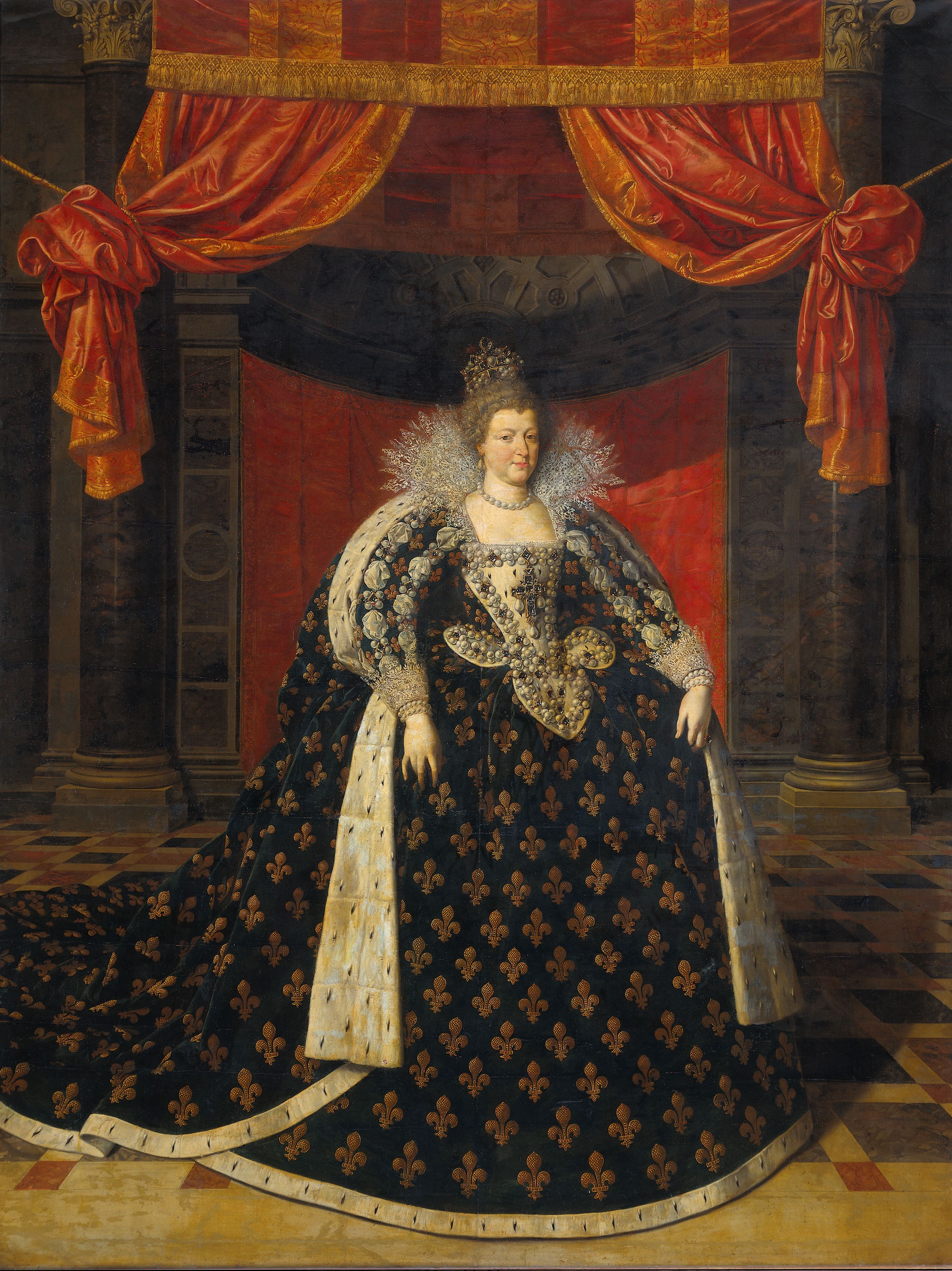 Fig 1 Marie de Médicis Queen Mother of France in robes of state Workshop of Frans Pourbus II circa 1610 Oil on canvas 282 cm x 215 cm Rijksmuseum Amsterdam SK A 870